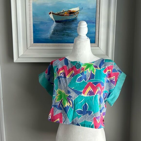 Vintage 80s Ocean Pacific Hawaii Barbie Crop Shortsleeve Top - Picture 2 of 11